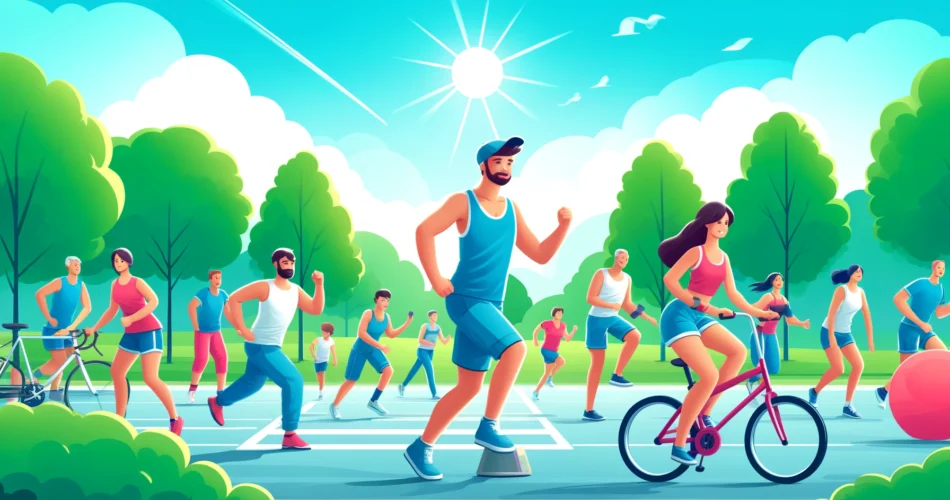 exercises, such as running, cycling, and doing aerobics.